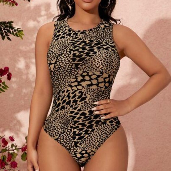 Like New Sext all over print tank bodysuit leopard - Size L - Picture 1 of 4